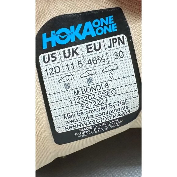 HOKA Bondi 8 Supportive Sand / Eggnog Cream Running Shoes 1123202 SSEG Men’s 12 - Picture 10 of 12